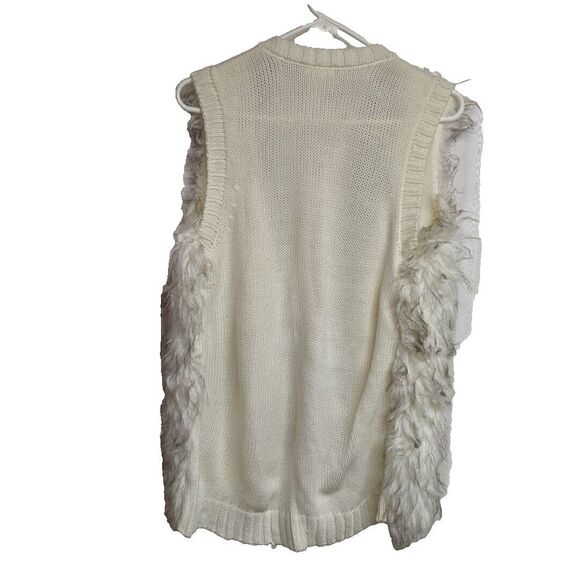 Boho Xhilaration Vest Women Medium Faux Fur Sleveeless Open Lined Cream Ivory M - Picture 2 of 7